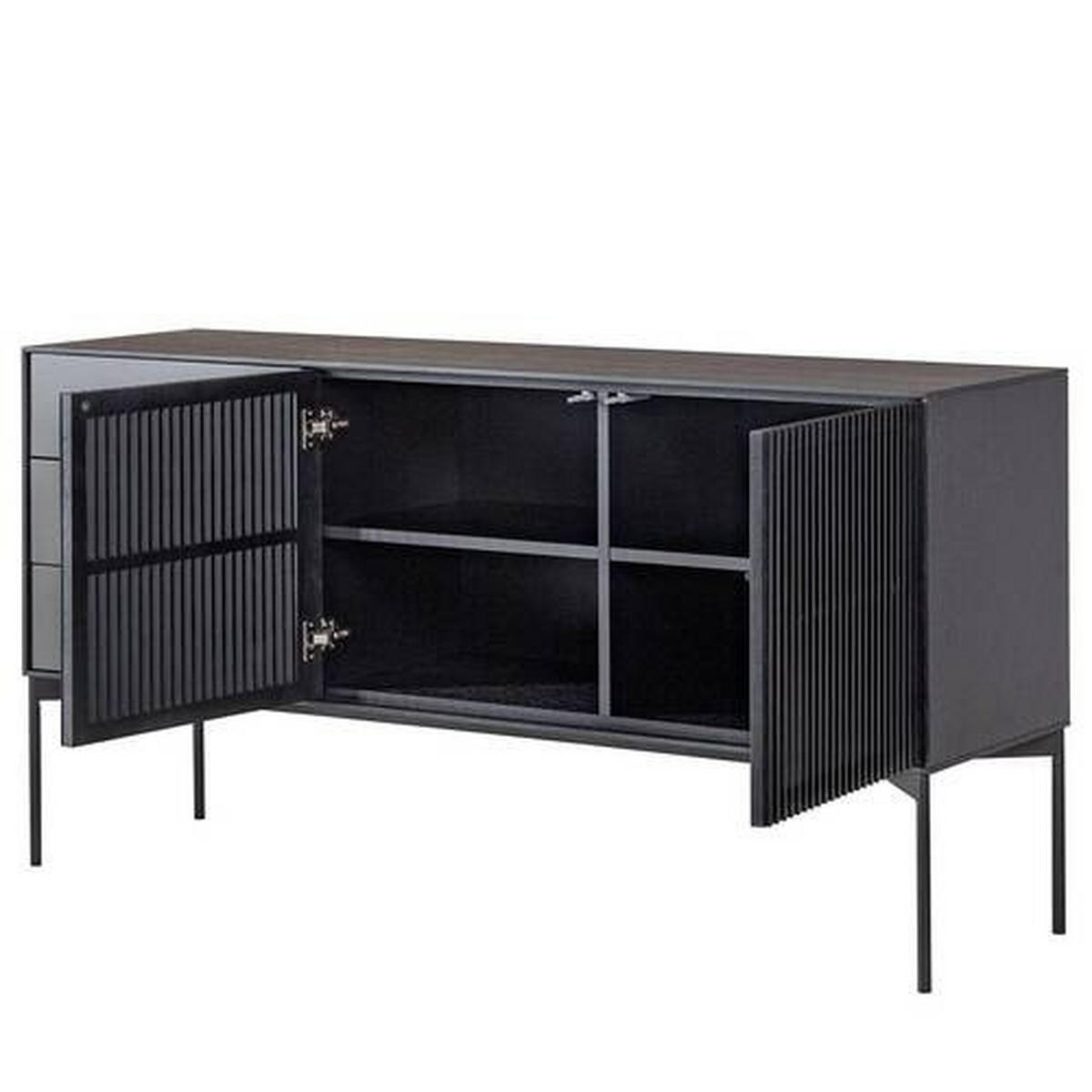 KOMODA, antracit, črna  - črna/antracit, Design, kovina/leseni material (160/82/45cm) - home24
