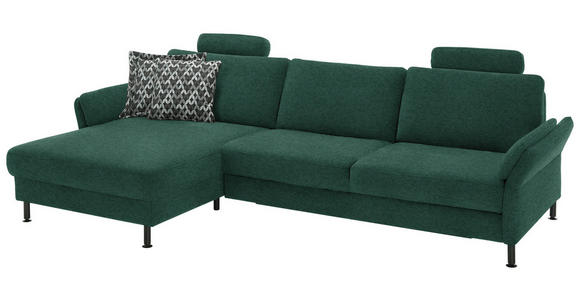 ECKSOFA  in Chenille, Flachgewebe Waldgrün  175/316 cm  - Waldgrün/Schwarz, Design, Textil/Metall (175/316cm) - Dieter Knoll