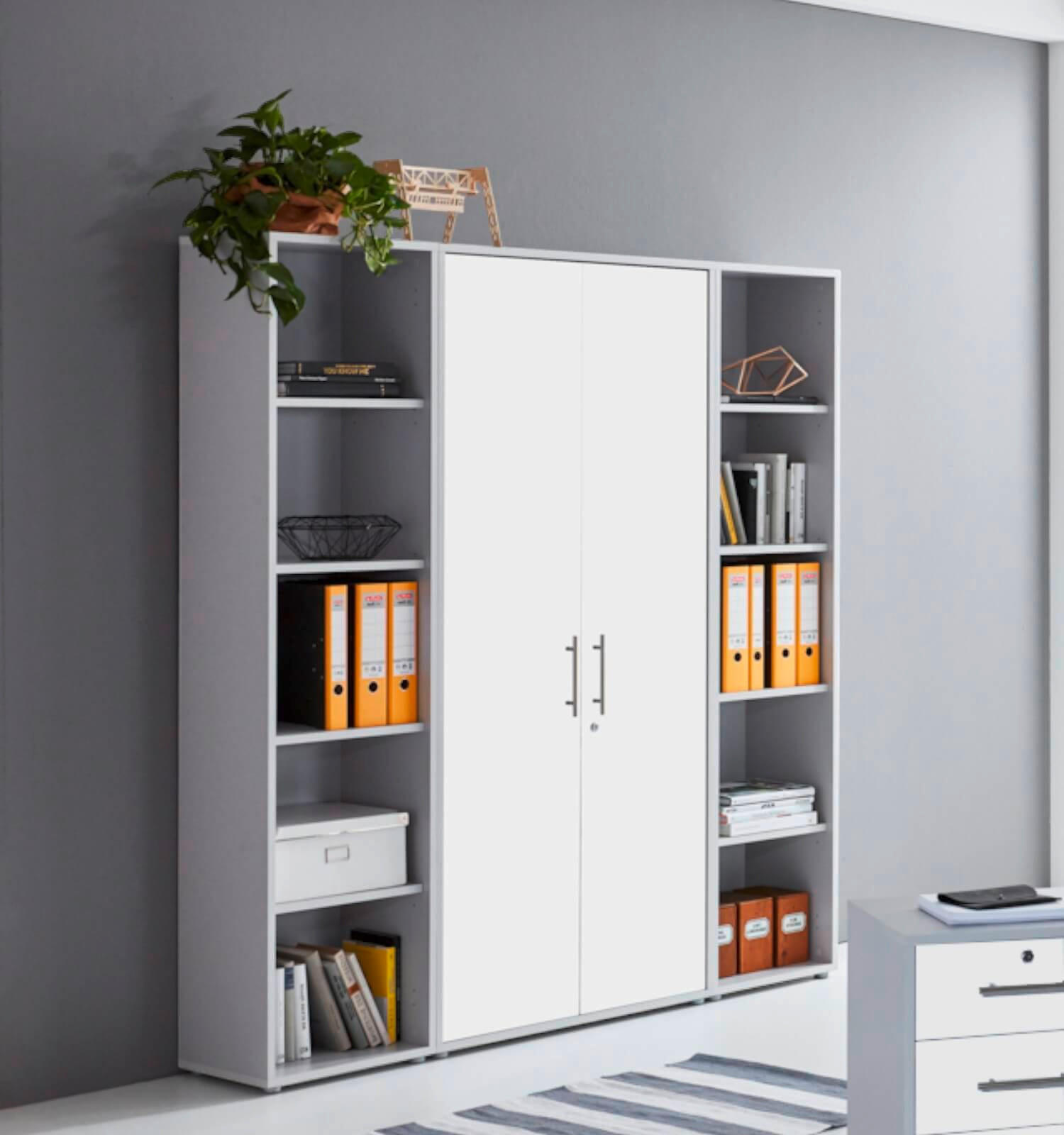 AKTENSCHRANK Grau, Weiß  - Weiß/Grau, MODERN, Holzwerkstoff (173/186/33cm) - MID.YOU