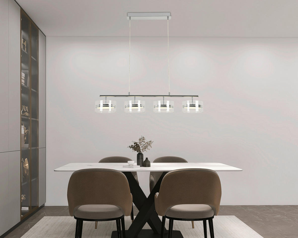 LED FÜGGŐLÁMPA 93/18/120 cm  - krómszínű, Design, műanyag/Üveg (93/18/120cm) - Ambiente