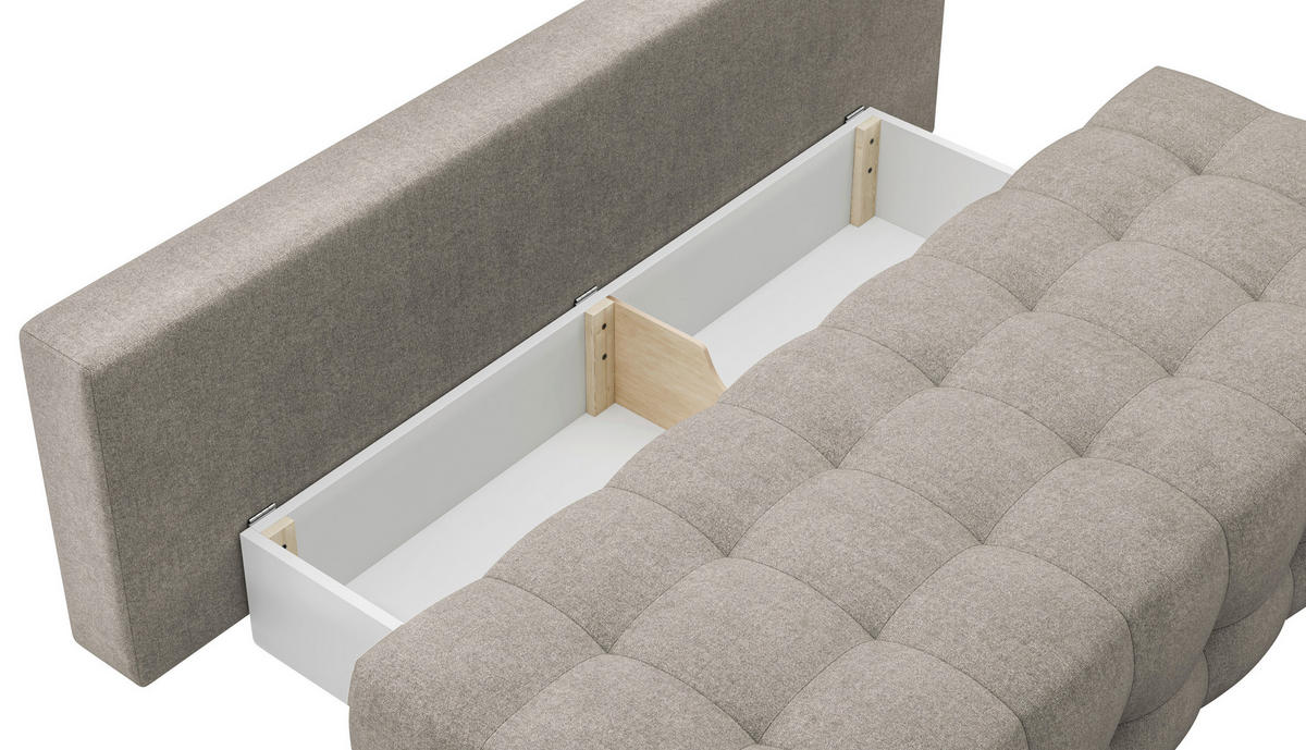 SCHLAFSOFA Jensen  mit Stoffauswahl, Schlafen auf Sitzhöhe, Rücken echt Struktur Hellbraun  - Hellbraun/Schwarz, KONVENTIONELL, Kunststoff/Textil (209/96/100cm) - Stylife