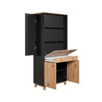 SEKRETÄR  klappbar, Stauraum  - Eichefarben/Schwarz, MODERN, Holzwerkstoff/Kunststoff (76/175/41cm) - Boxxx