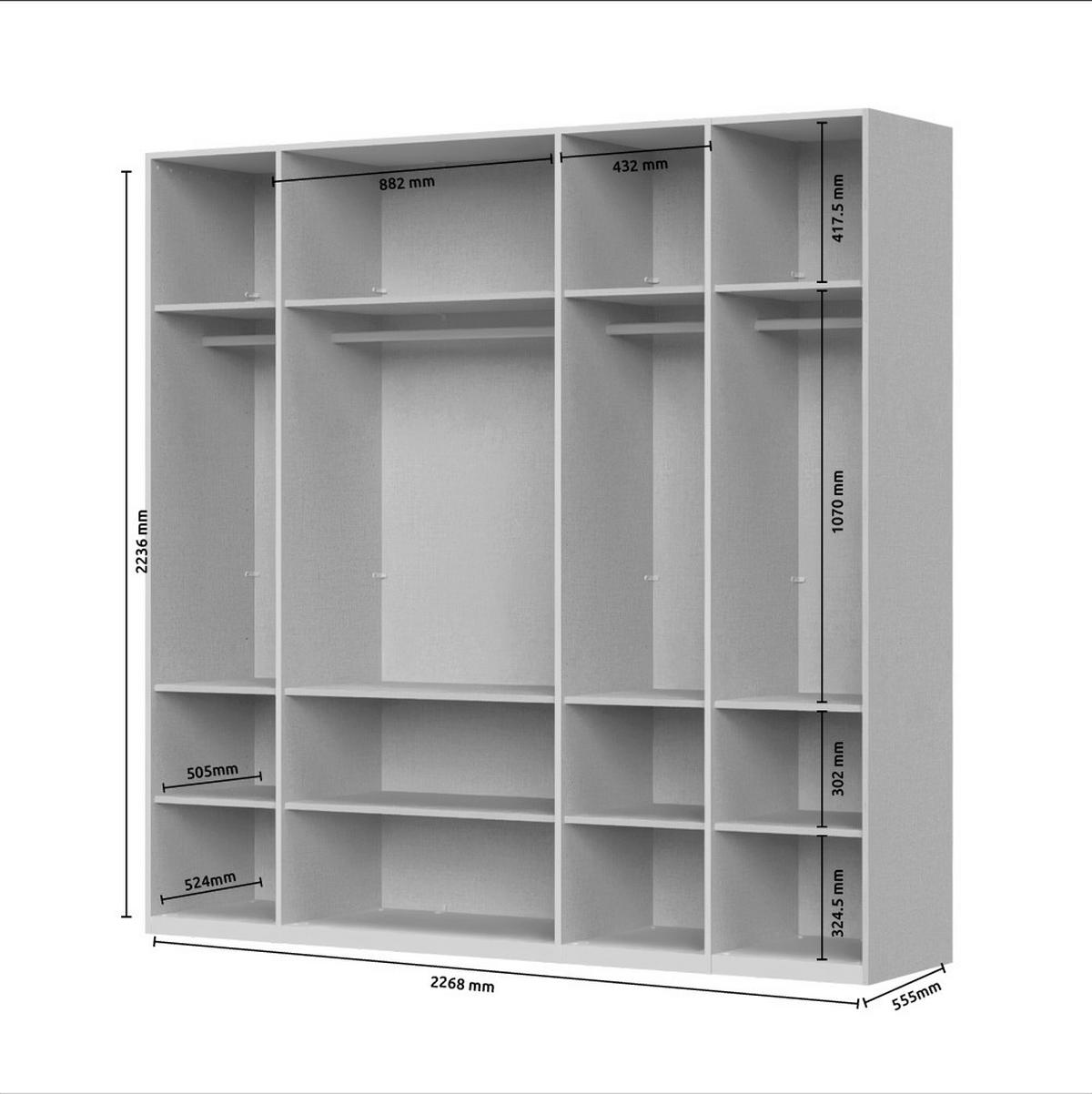 ORMAR SA KLASIČNIM VRATIMA  227/224/56 cm  - Dizajnerski, staklo/pločasti materijal (227/224/56cm)