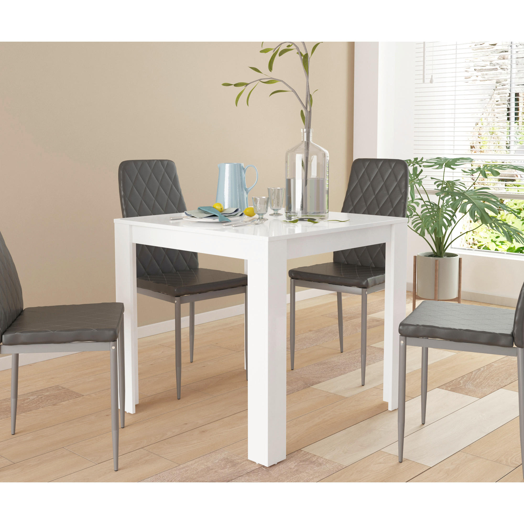 ESSTISCH 80/75/80 cm Nachbildung  Holzwerkstoff gastro- und objekttauglich, in verschiedenen Größen erhältlich quadratisch Weiß Hochglanz  - Weiß Hochglanz, Design, Holzwerkstoff (80/75/80cm) - MID.YOU