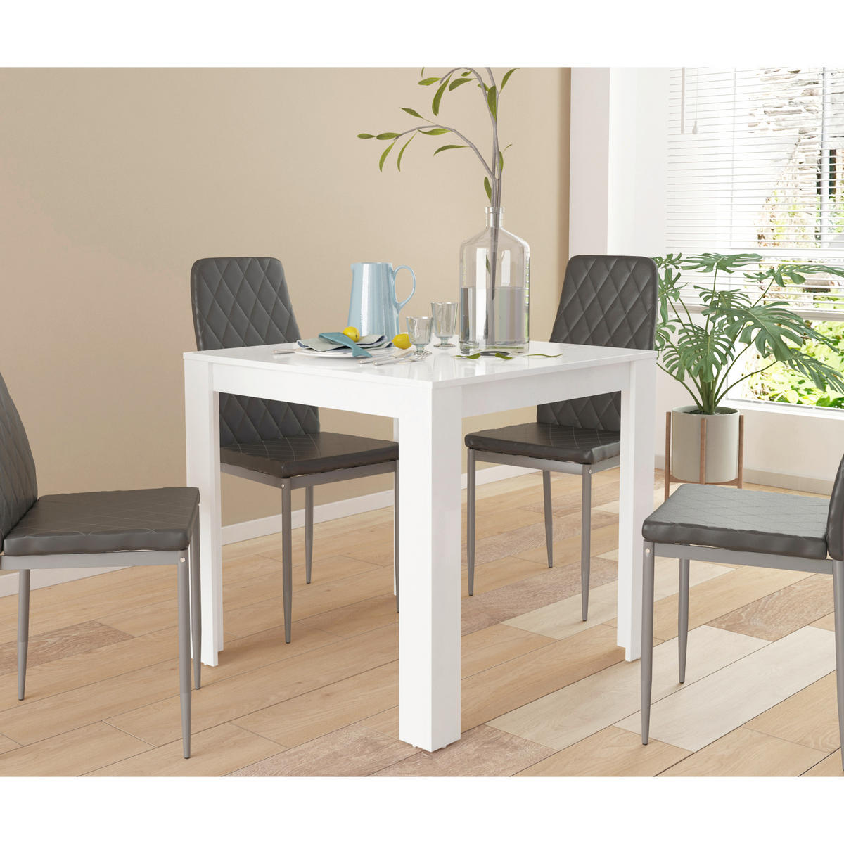 ESSTISCH in Holzwerkstoff 80/75/80 cm  - Weiß Hochglanz, Design, Holzwerkstoff (80/75/80cm) - MID.YOU