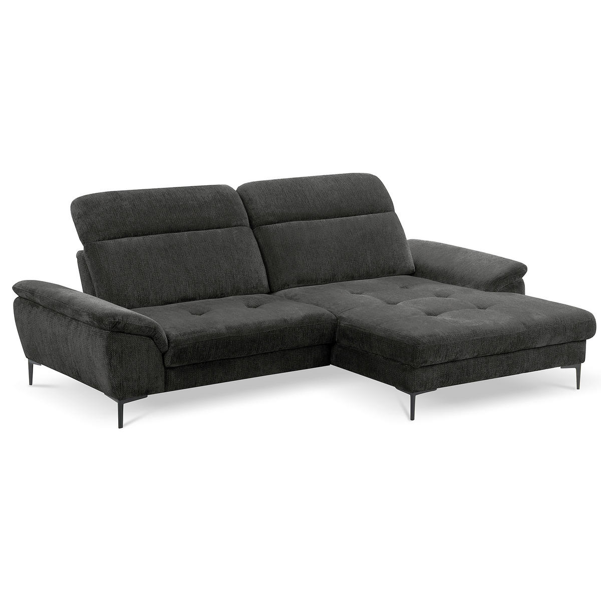 ECKSOFA  Webstoff Schwarz  - Schwarz, Design, Textil/Metall (268/195cm) - Livetastic