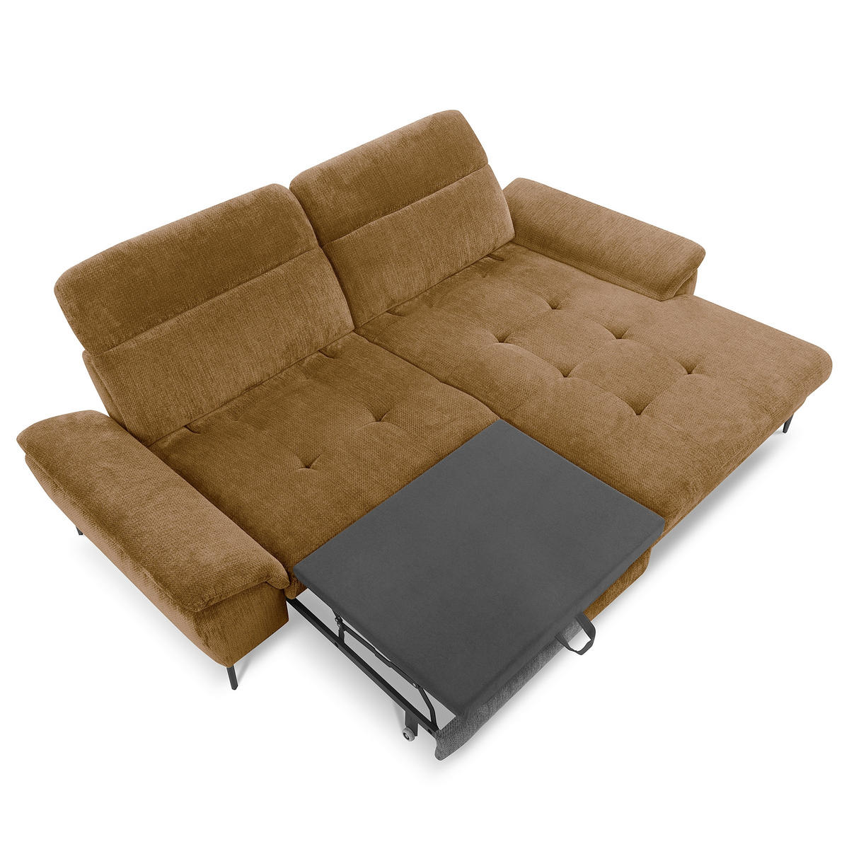 ECKSOFA  Webstoff Rostfarben  - Rostfarben/Schwarz, Design, Textil/Metall (268/195cm) - Livetastic