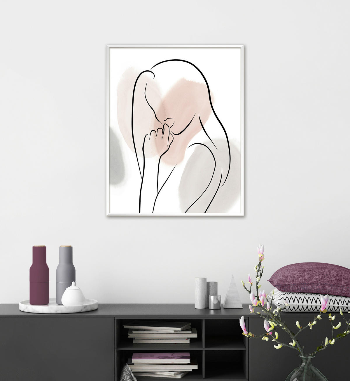 KUNSTDRUCK Frauen 40/50 cm  - Beige/Schwarz, Basics, Papier (40/50cm) - Monee