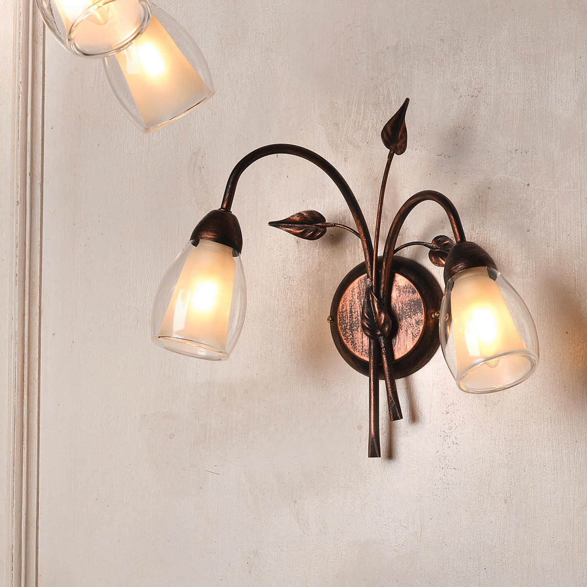 WANDLEUCHTE Delia 37/20/33 cm   - Cognac, KONVENTIONELL, Glas/Metall (37/20/33cm)
