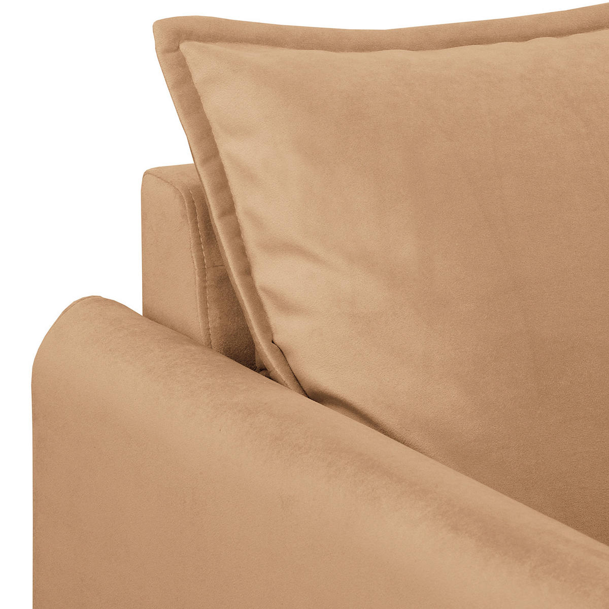 SESSEL in Samt Hellbraun  - Hellbraun/Schwarz, Design, Holz/Textil (74/86/100cm) - P & B