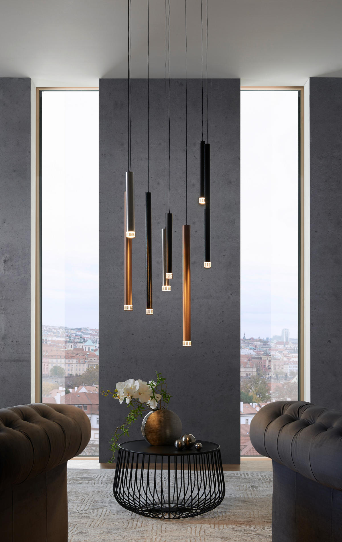 ZÁVESNÉ LED SVIETIDLO, 40/25/180 cm  - hnedá/čierna, Design, kov/plast (40/25/180cm)