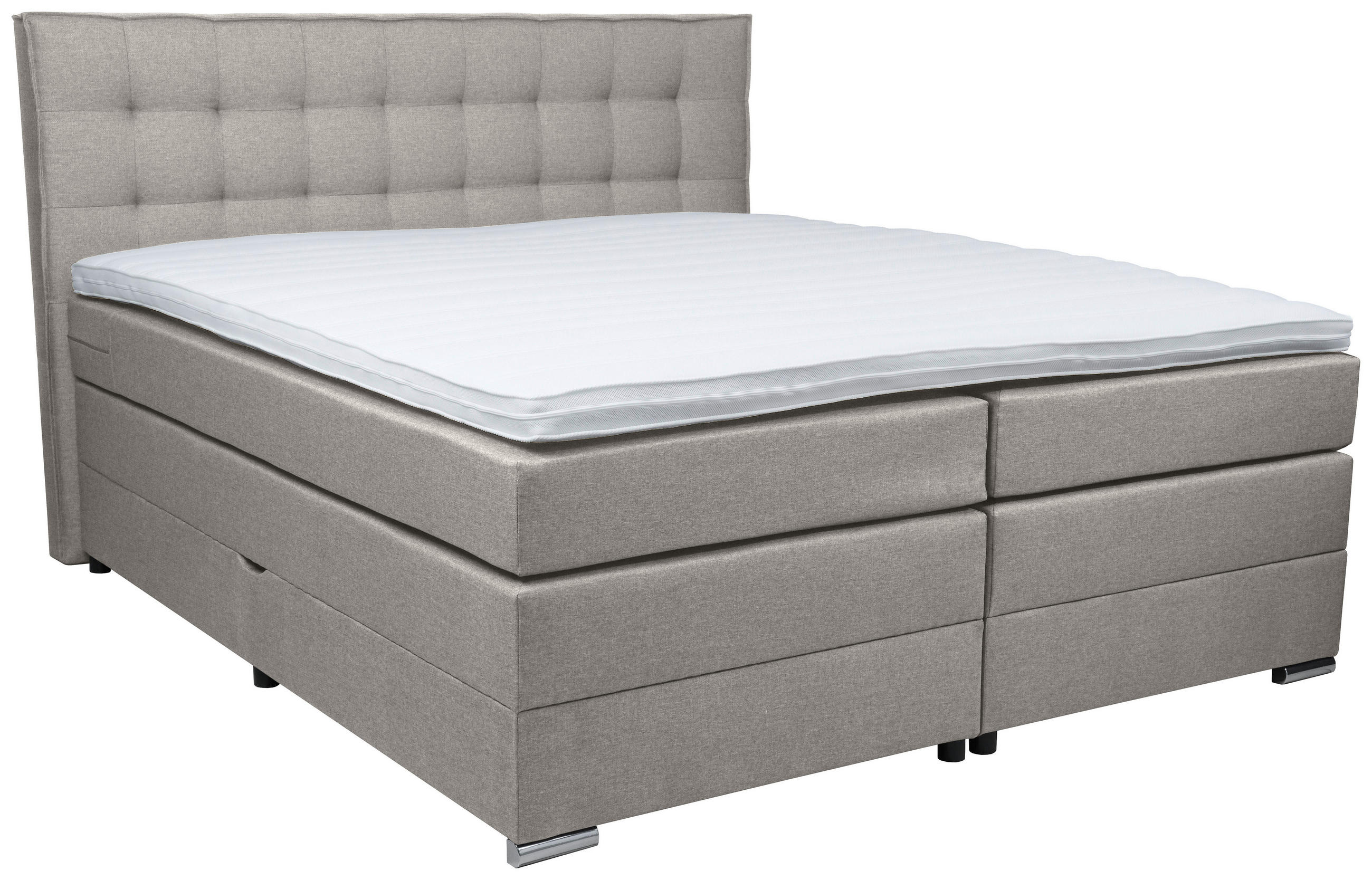 BOXSPRINGBETT 160/200 cm  Grau  - Chromfarben/Schwarz, Konventionell, Kunststoff/Textil (160/200cm) - Boxxx
