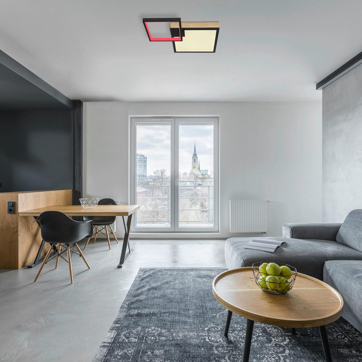 LED-DECKENLEUCHTE 21 W    60/41/10 cm  - Dunkelbraun/Opal, Natur, Holzwerkstoff/Kunststoff (60/41/10cm) - Globo