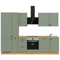 KÜCHENLEERBLOCK 300 cm   in Grün, Eichefarben  - Eichefarben/Schwarz, MODERN, Holzwerkstoff/Metall (300cm) - Nobilia