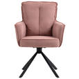 ARMLEHNSTUHL  Stoffauswahl, Sitzfläche 180° drehbar Cord  - Schwarz/Rosa, Design, Textil/Metall (62/95/67cm) - Novel