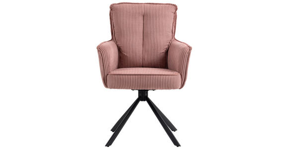 ARMLEHNSTUHL  Stoffauswahl, Sitzfläche 180° drehbar Cord  - Schwarz/Rosa, Design, Textil/Metall (62/95/67cm) - Novel