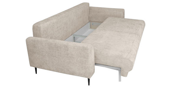 SCHLAFSOFA Chenille Creme Rückenkissen, Nierenkissen, Bettkasten, Schlaffunktion, Rücken echt, Liegefläche im Originalstoff  - Creme/Schwarz, KONVENTIONELL, Textil/Metall (235/90/104cm) - Carryhome