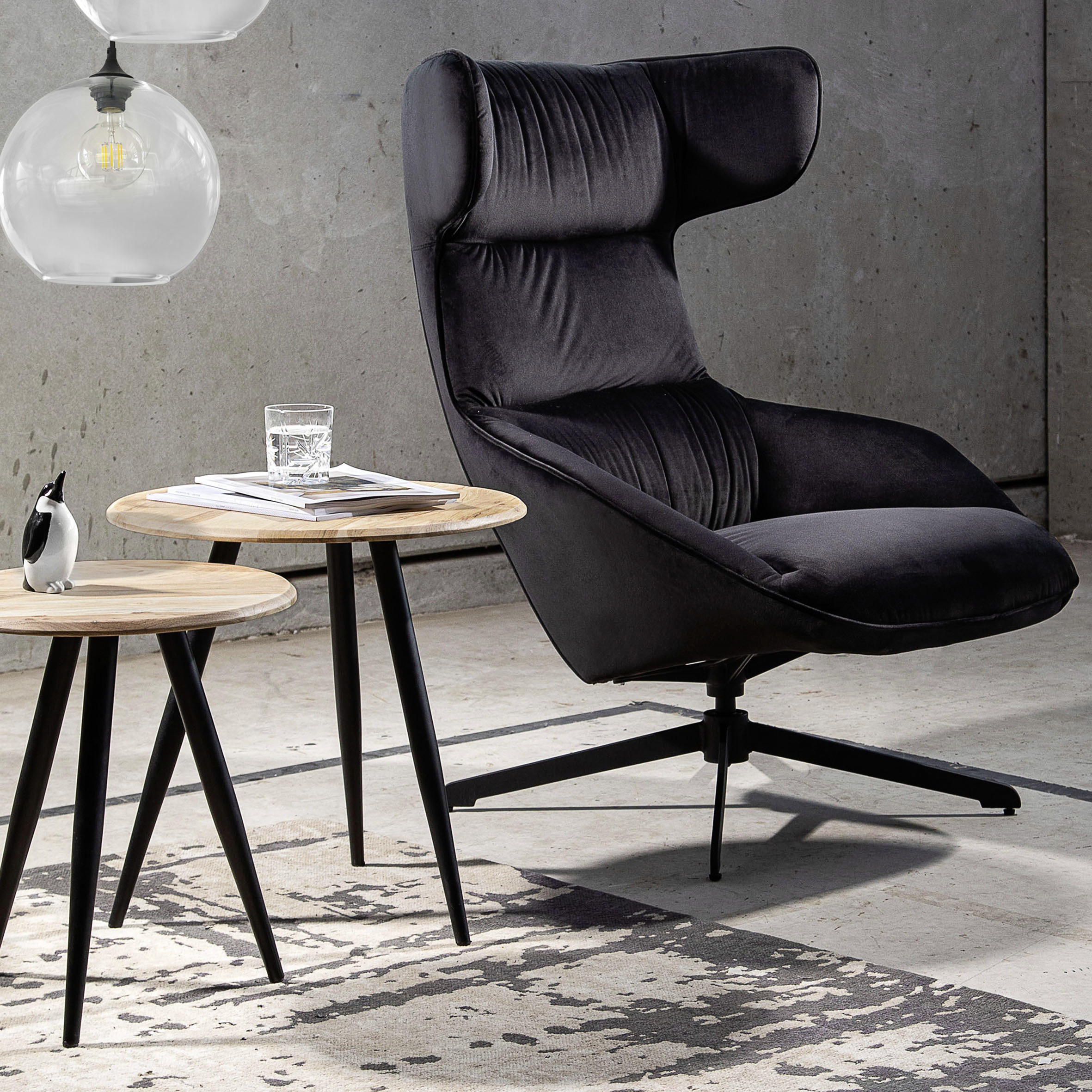 FÅTÖLJ i textil svart  - svart, Klassisk, textil (76/103/93cm) - Livetastic