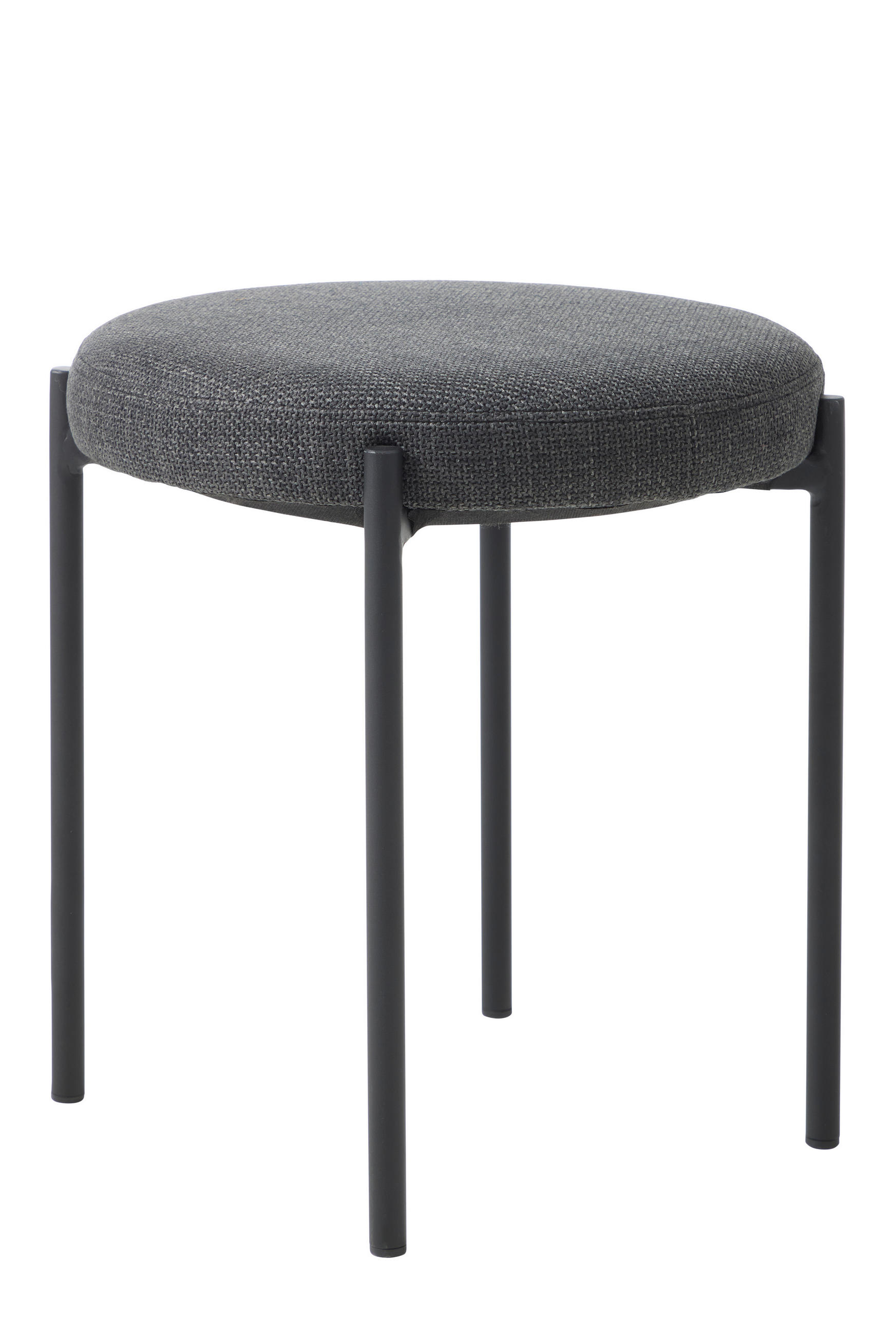HOCKER Webstoff Dunkelgrau  - Dunkelgrau/Schwarz, Basics, Textil/Metall (43,5/48/43,5cm) - Xora