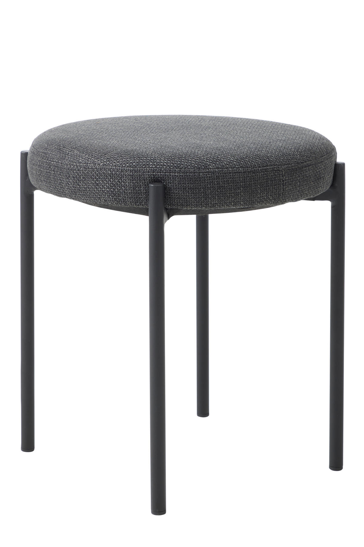 HOCKER Webstoff Dunkelgrau  - Dunkelgrau/Schwarz, Basics, Textil/Metall (43,5/48/43,5cm) - Xora