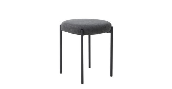 HOCKER Webstoff Dunkelgrau  - Dunkelgrau/Schwarz, Basics, Textil/Metall (43,5/48/43,5cm) - Xora