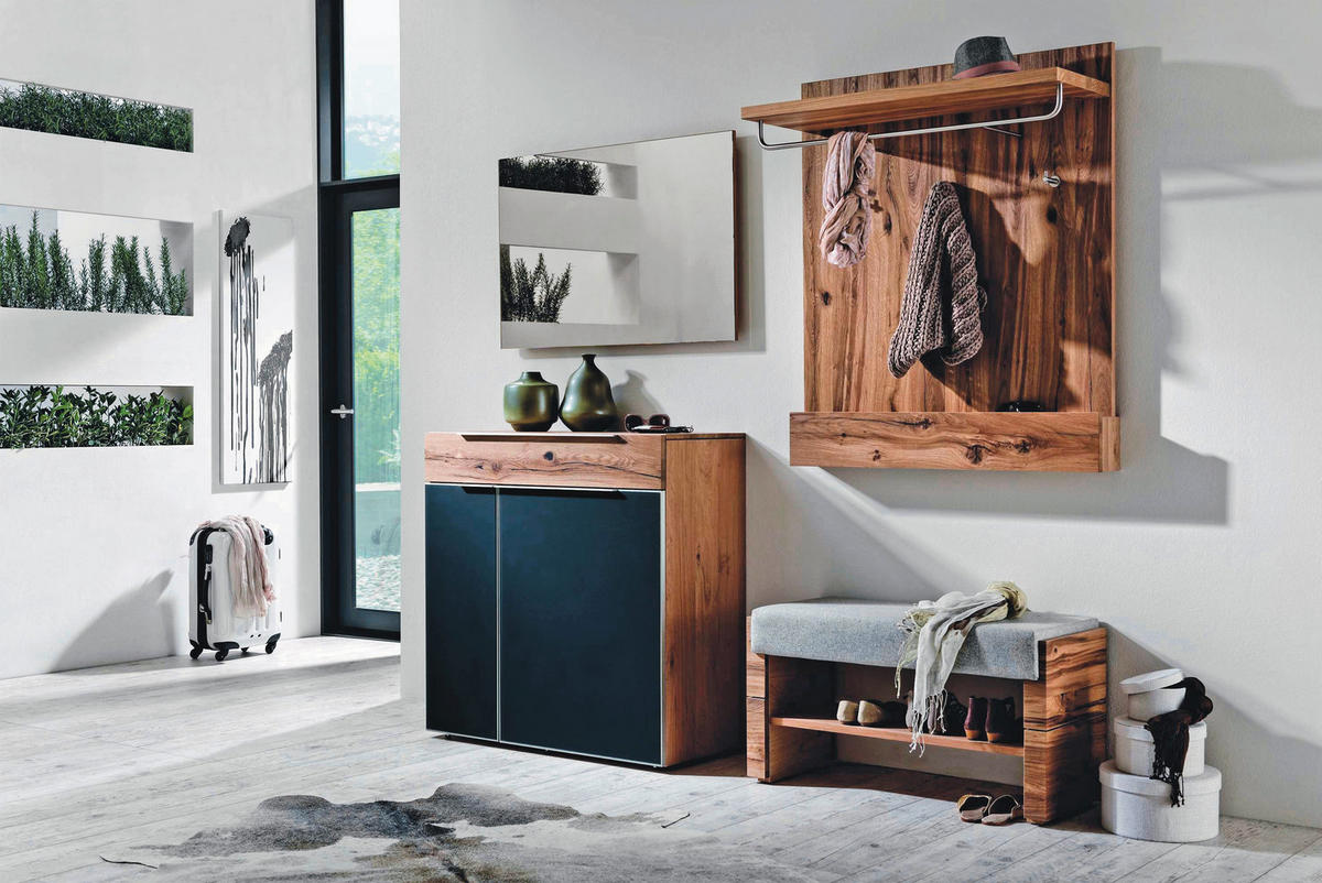 KOMMODE  in 96/98/42,5 cm  - Edelstahlfarben/Eichefarben, Design, Glas/Holz (96/98/42,5cm) - Voglauer
