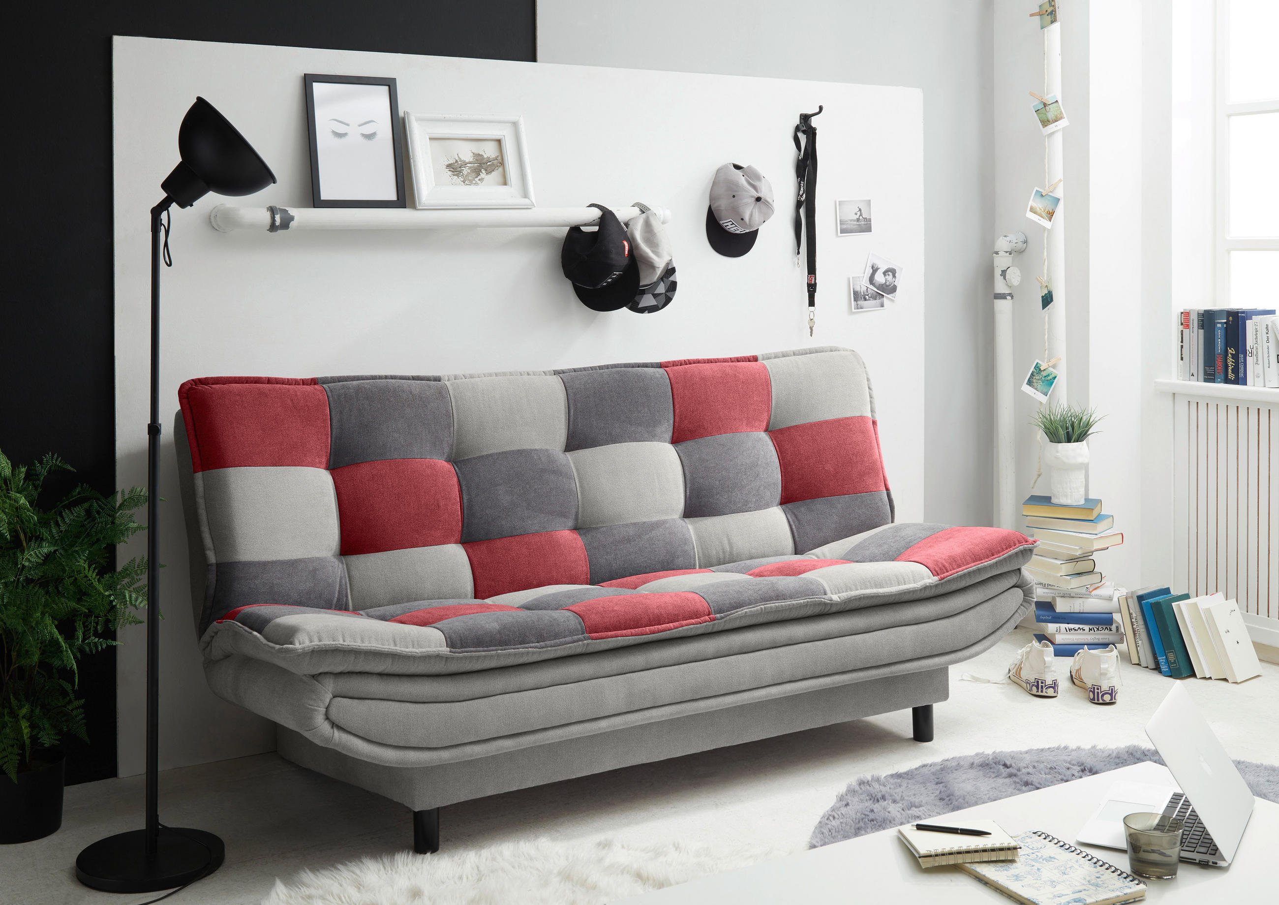 Thumbnail - Mid.you Schlafsofa, Schlamm, Beere, Dunkelgrau, Textil, 188x90x89 cm, Schlafen auf Sitzhöhe, Wohnzimmer, Sofas & Couches...