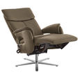 RELAXSESSEL in Leder Hellbraun  - Hellbraun/Edelstahlfarben, Design, Leder/Metall (70/124/85cm) - Cantus