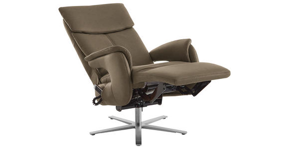 RELAXSESSEL in Leder Hellbraun - Hellbraun/Edelstahlfarben, Design, Leder/Metall (70/124/85cm) - Cantus