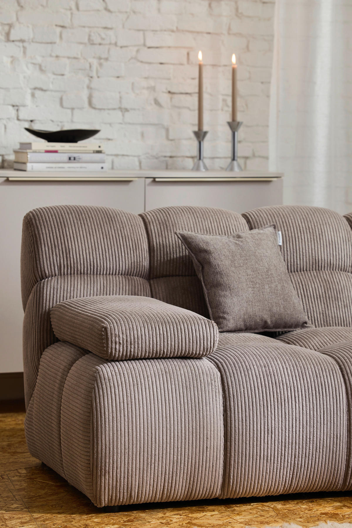 ECKSOFA Braun Cord Rücken echt  - Schwarz/Braun, KONVENTIONELL, Kunststoff/Textil (195/265cm) - Tom Tailor