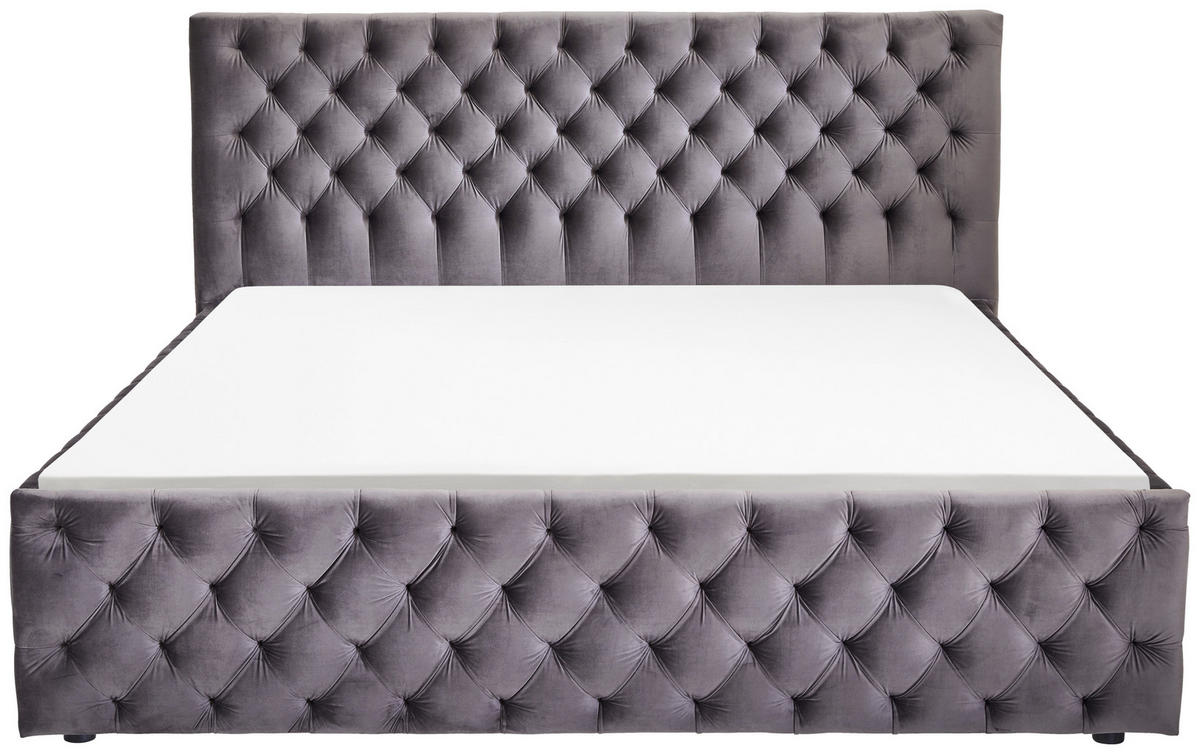 ČALOUNĚNÁ POSTEL, 180/200 cm, šedá - šedá/černá, Konvenční, textil/plast (180/200cm) - Cantus