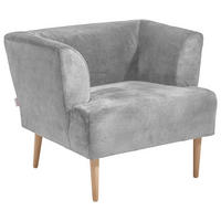 SESSEL Plüsch Hellgrau    - Buchefarben/Hellgrau, Design, Holz/Textil (85/71/80cm) - Hom`in