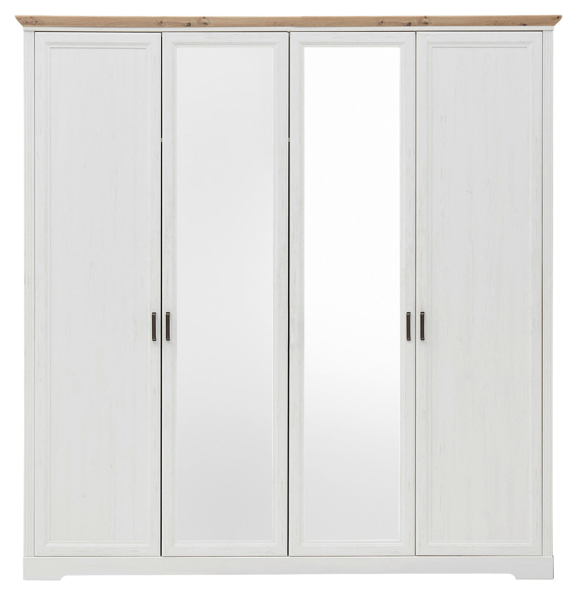 DULAP CU UȘI ROTATIVE alb, stejar Artisan  - culoare nichel/alb, Lifestyle, metal/material pe bază de lemn (214/220/64cm) - Landscape