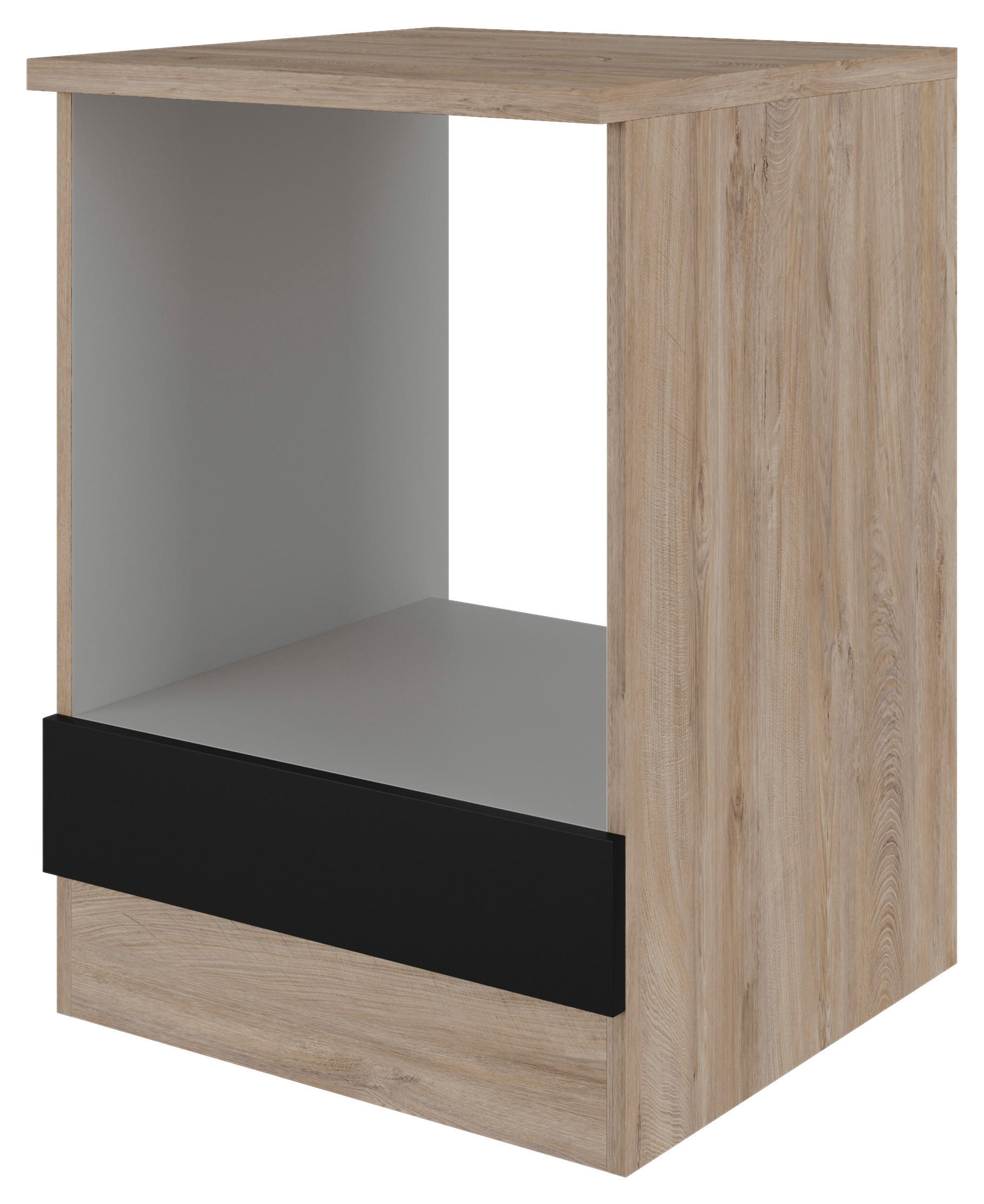 HERDUMBAUSCHRANK 60/85/57 cm  in Schwarz, Eichefarben  - Eichefarben/Schwarz, KONVENTIONELL, Holzwerkstoff (60/85/57cm) - FlexWell