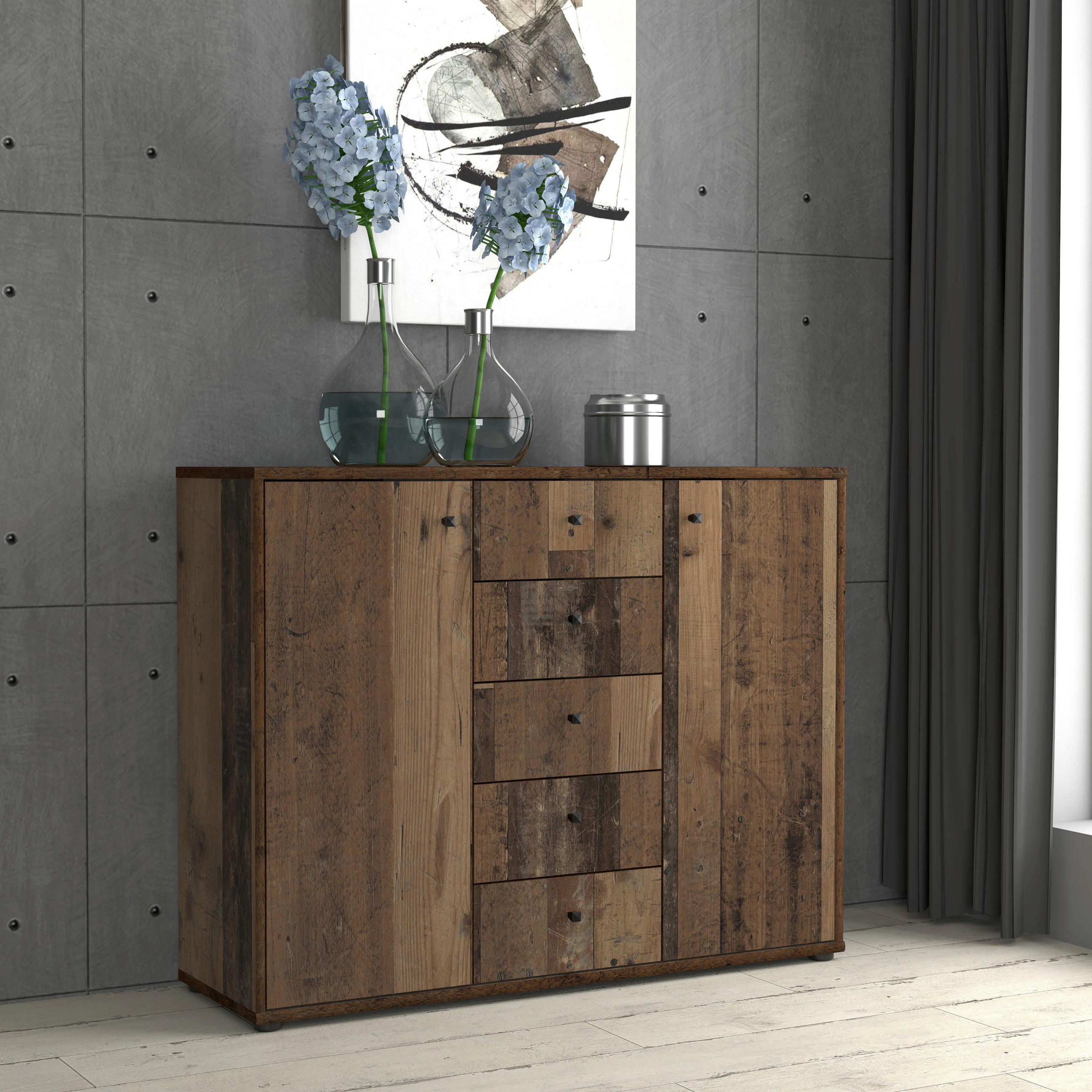 KOMMODE  in 108,8/85,5/34,8 cm  - Dunkelbraun/Graubraun, Design, Holzwerkstoff (108,8/85,5/34,8cm)