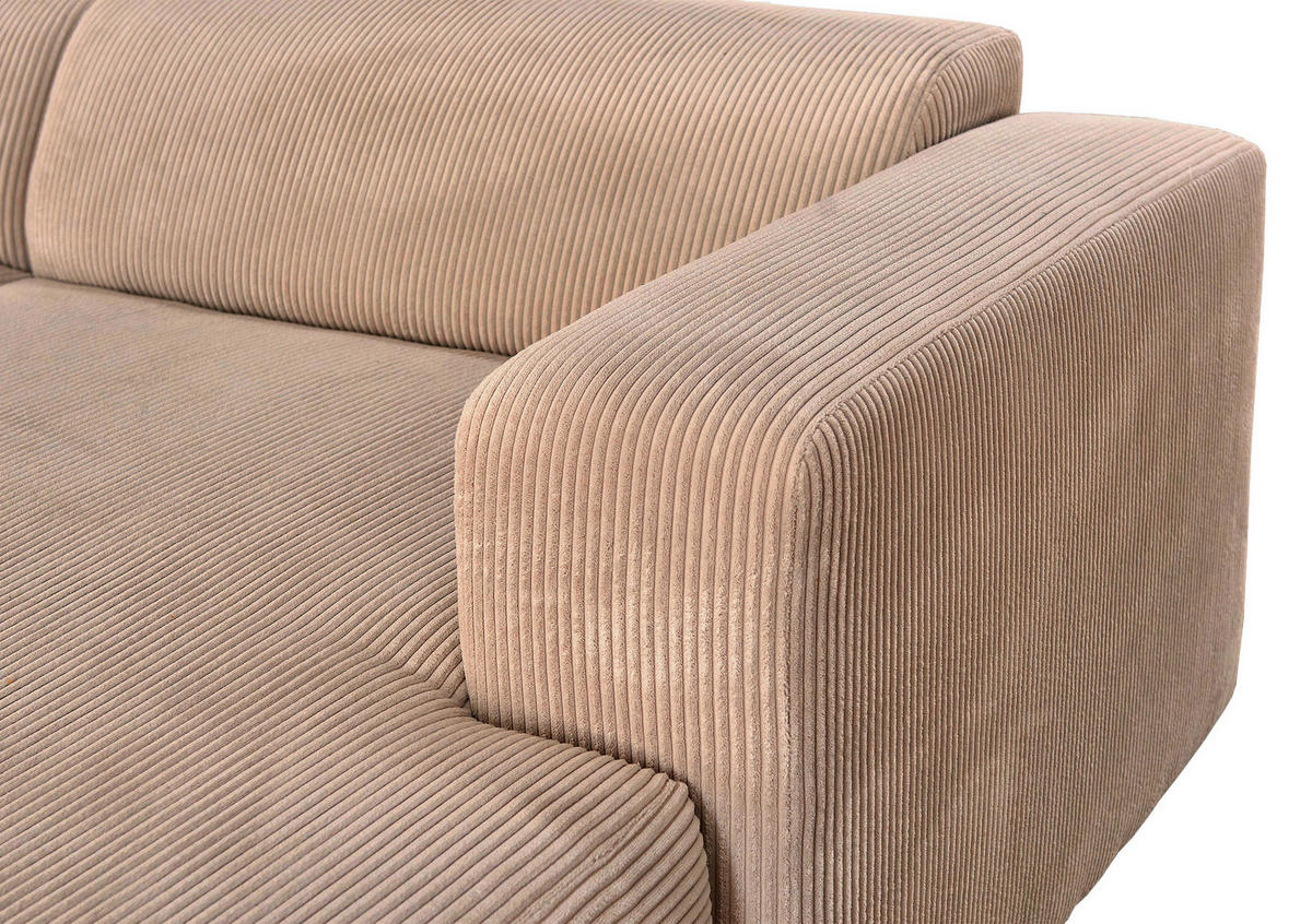 SEDEŽNA GARNITURA, rebrasti žamet svetlo rjava  - svetlo rjava/črna, Design, umetna masa/tekstil (298/175cm) - P & B