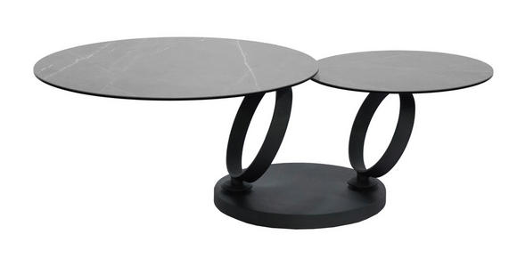 COUCHTISCH in Metall, Glas, Keramik 80-133,5/80/43 cm  - Schwarz/Grau, Design, Glas/Keramik (80-133,5/80/43cm) - Dieter Knoll