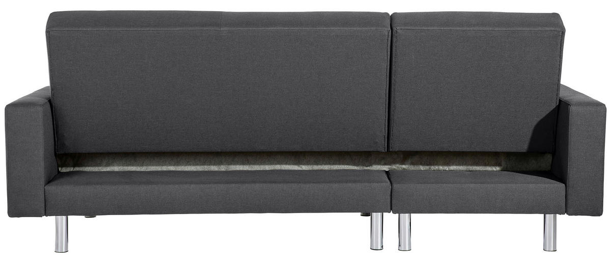 ECKSCHLAFSOFA inkl. Hocker in Graphitfarben Textil   - Chromfarben/Graphitfarben, Konventionell, Textil/Metall (152/230cm) - Max Winzer