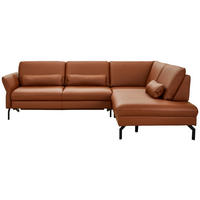 ECKSOFA in Echtleder Rotbraun  - Rotbraun/Schwarz, Design, Leder/Metall (279/220cm) - Beldomo Premium