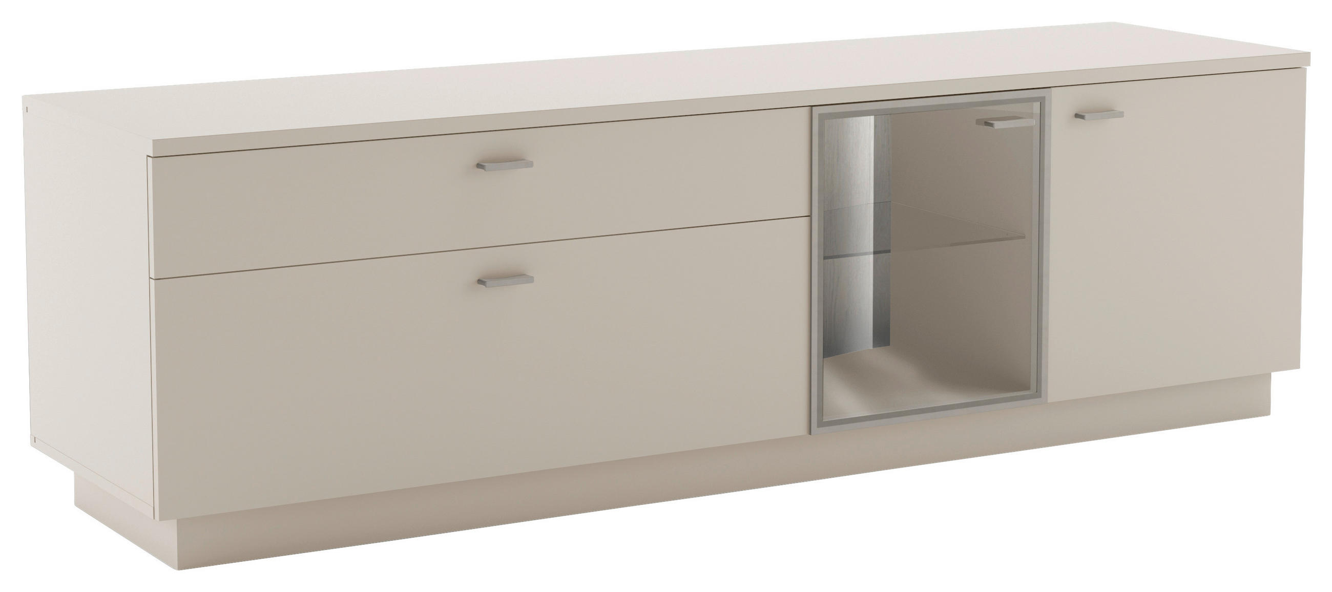 COMODĂ TV 190/59/50 cm  - argintiu/bej, Design, plastic/sticlă (190/59/50cm) - Livetastic