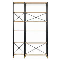 REGAL  127,5/210/30 cm Naturfarben, Schwarz  - Schwarz/Naturfarben, Design, Holzwerkstoff/Metall (127,5/210/30cm) - Livetastic