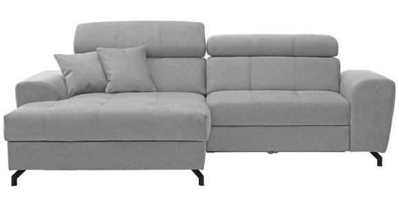 ECKSOFA  in Velours Hellgrau  181/267 cm  - Hellgrau/Schwarz, Design, Textil/Metall (181/267cm) - Carryhome