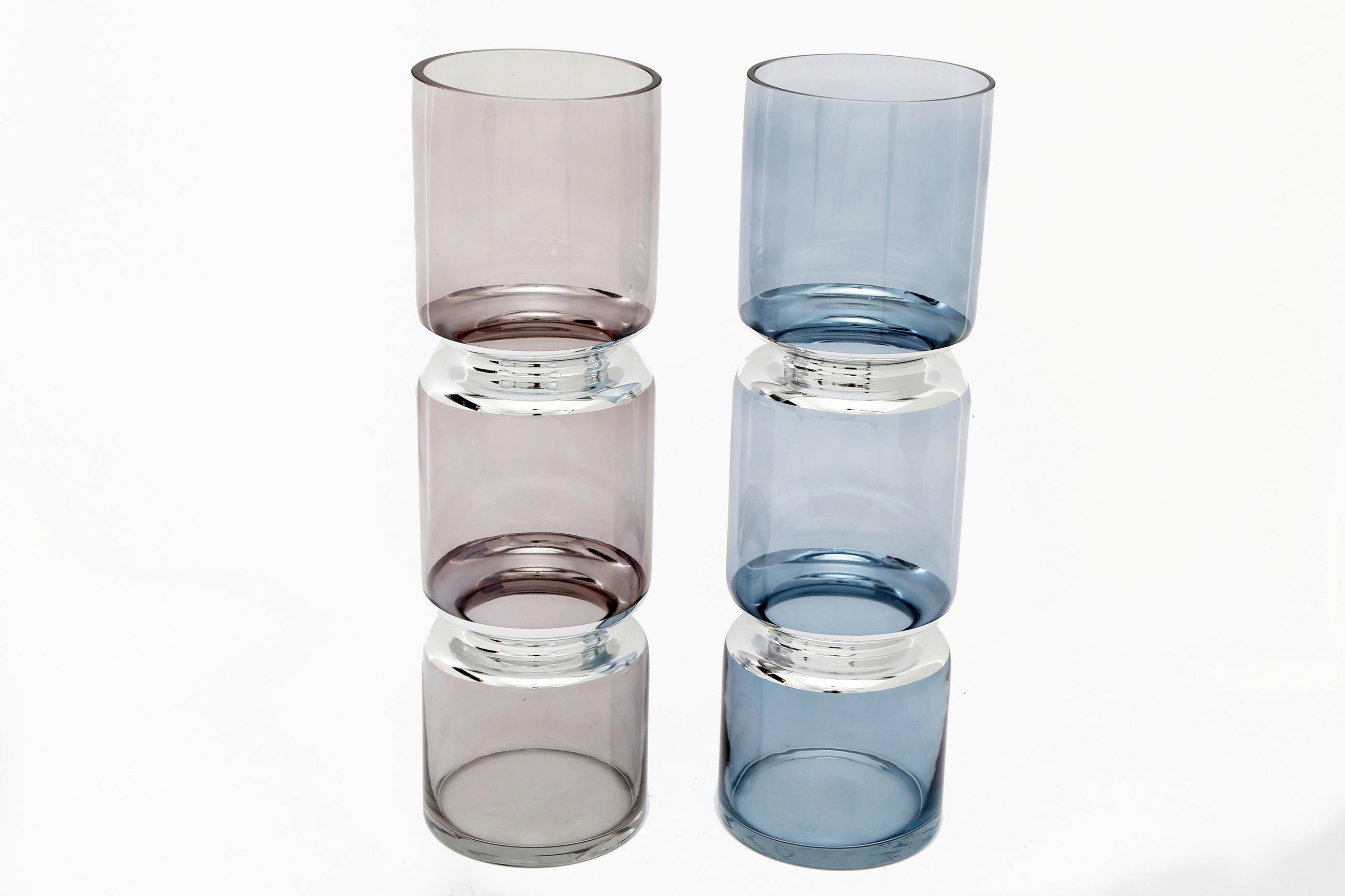 VÁZA, sklo, 29 cm - modrá/sivá, Basics, sklo (12/40/12cm)