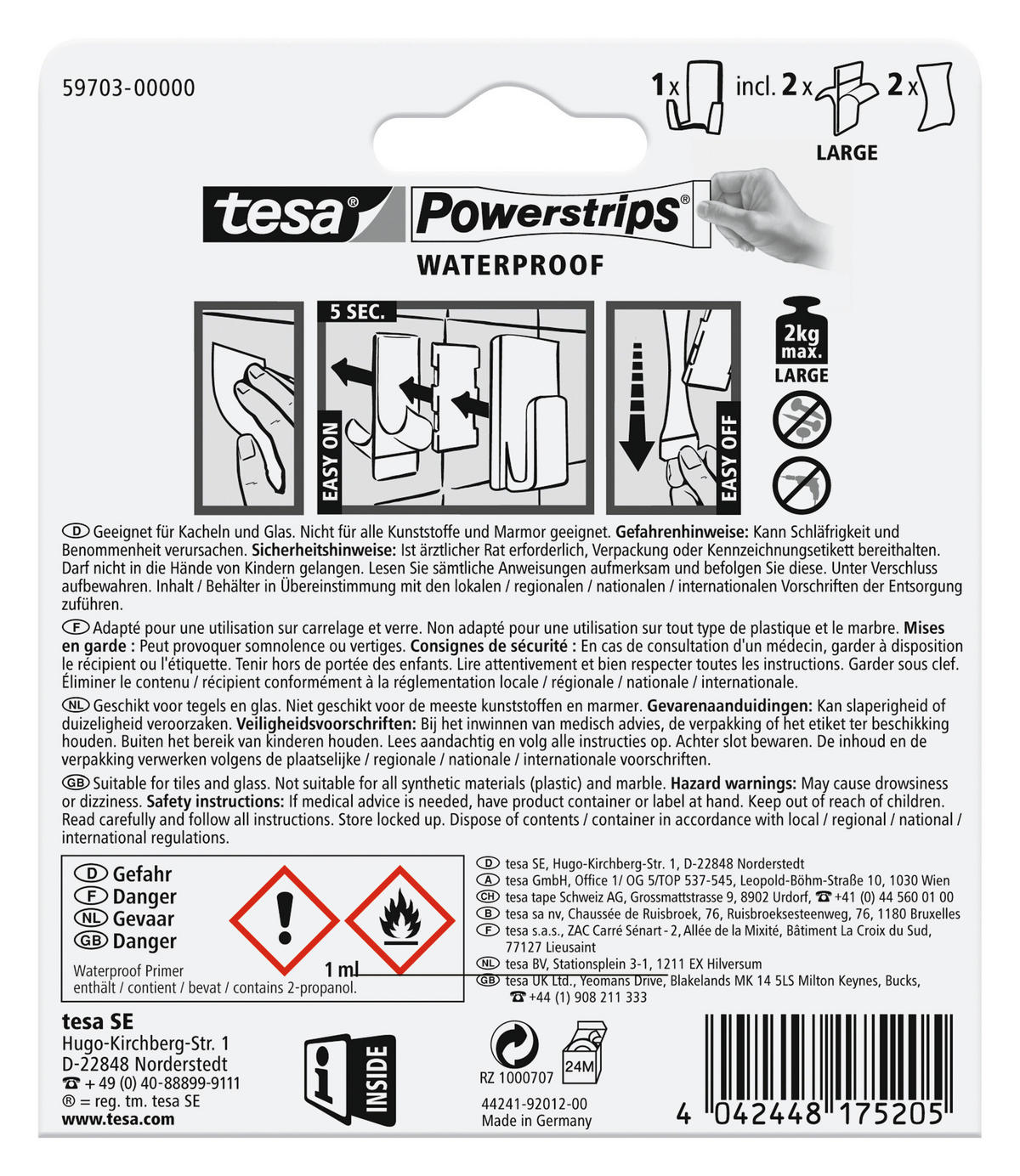 KLEBEHAKEN  in Weiß  - Weiß, Basics, Kunststoff (4,5/6/2,7cm) - Tesa