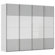 SCHWEBETÜRENSCHRANK  in Weiß, Seidengrau  - Chromfarben/Seidengrau, KONVENTIONELL, Glas/Holzwerkstoff (271/223/68cm) - Novel