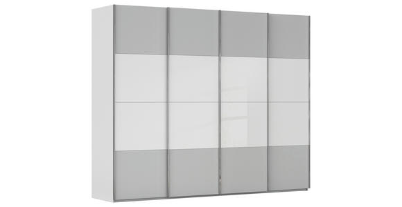SCHWEBETÜRENSCHRANK  in Weiß, Seidengrau  - Chromfarben/Seidengrau, KONVENTIONELL, Glas/Holzwerkstoff (271/223/68cm) - Novel
