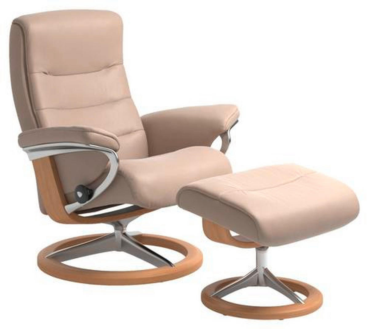 RELAXSESSELSET NORDIC Echtleder Hocker    - Wengefarben/Creme, KONVENTIONELL, Leder/Holz (84/102/76cm) - Stressless