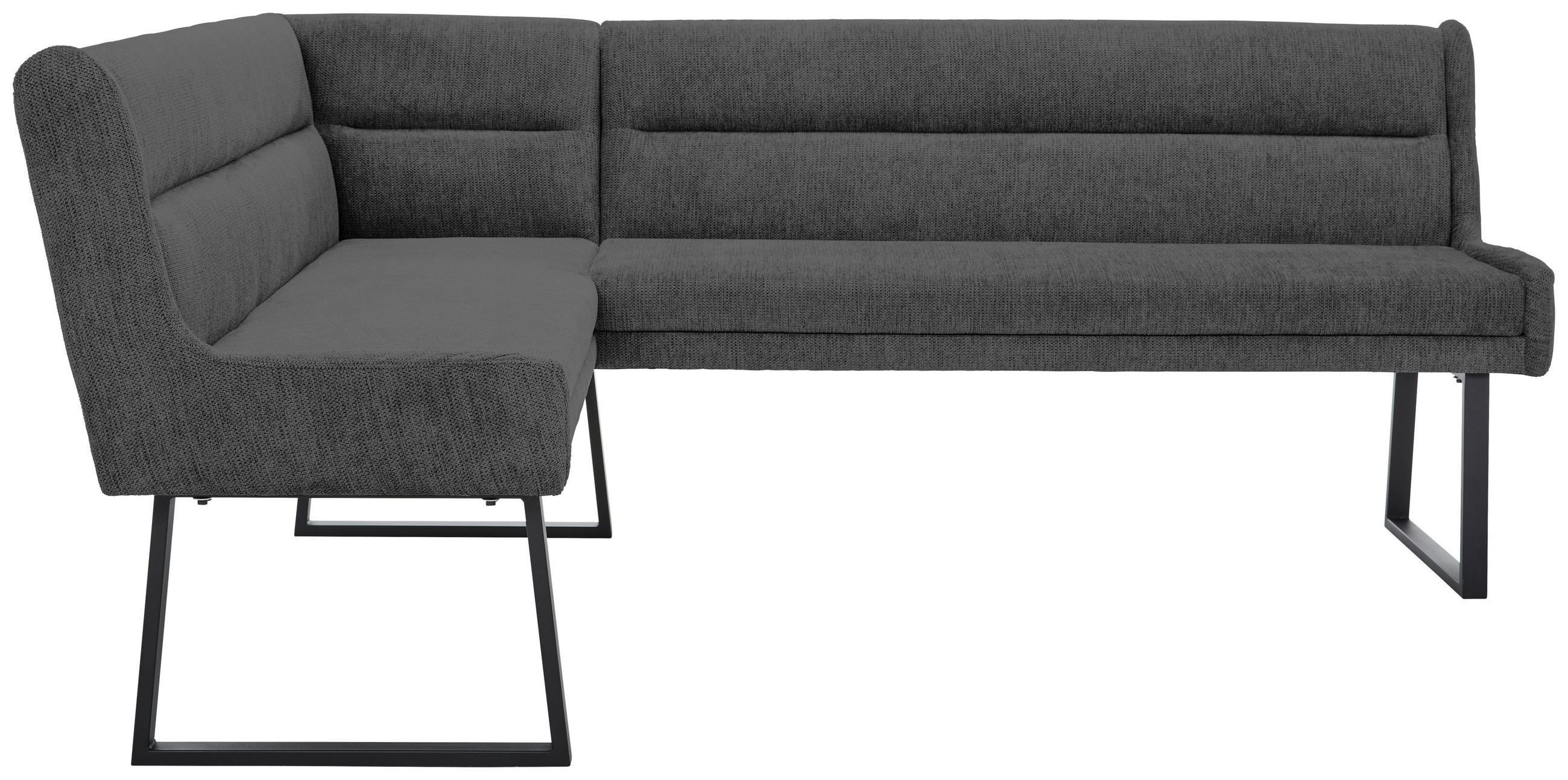 ECKBANK 159/217 cm Webstoff Schwarz, Dunkelgrau   - Dunkelgrau/Schwarz, Design, Textil/Metall (159/217cm) - Novel