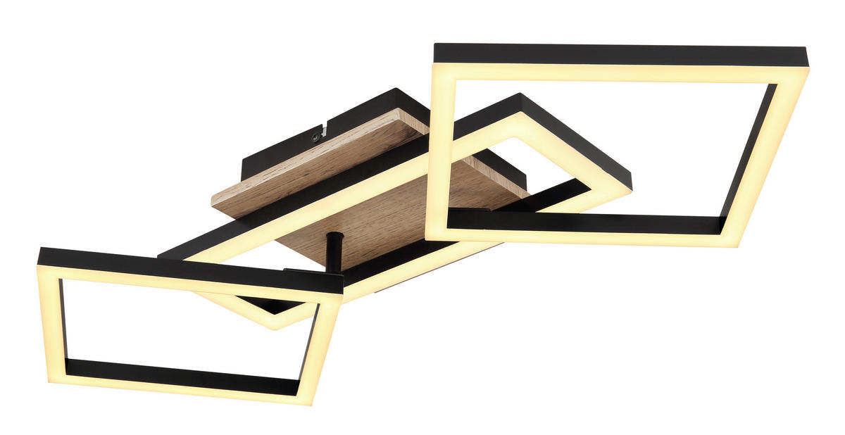 DECKENLEUCHTE 24 W    70/31/12 cm  - Opal/Schwarz, Trend, Holzwerkstoff/Kunststoff (70/31/12cm) - Globo