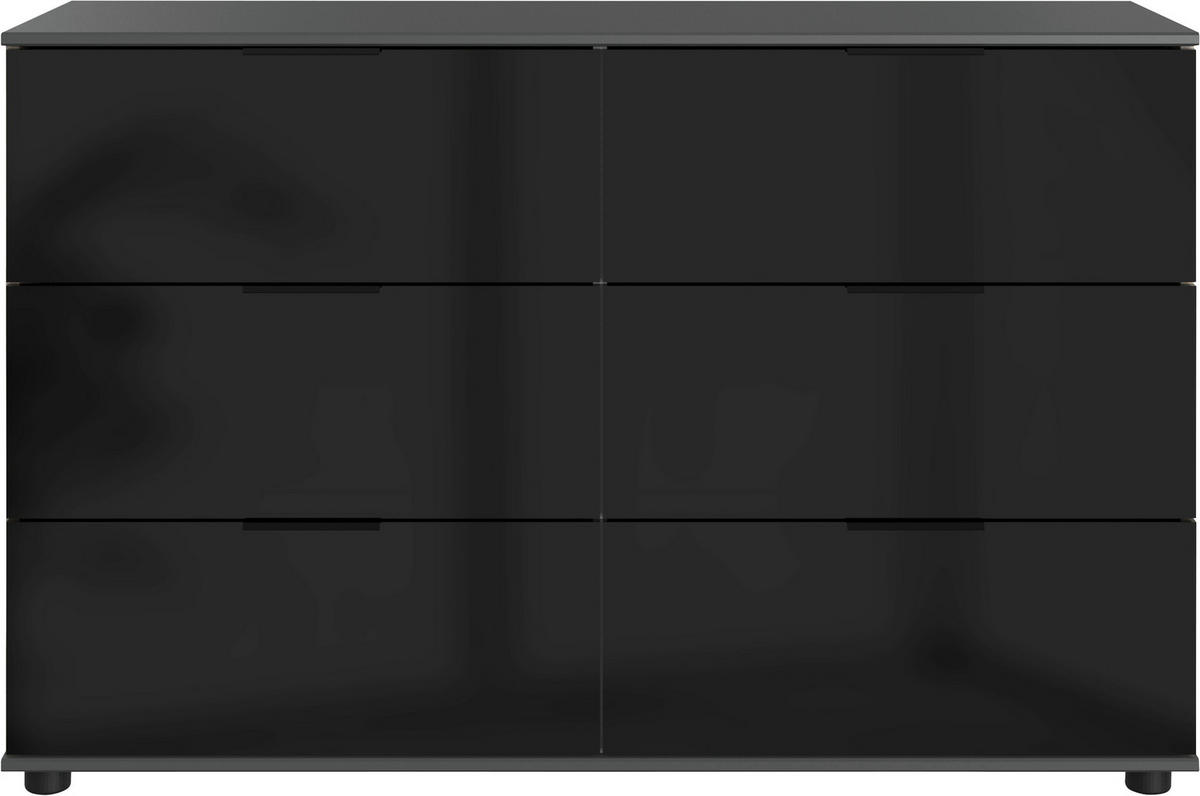 SIDEBOARD  130/83/41 cm 6 Schublade(n)  - Schwarz/Graphitfarben, Basics, Glas/Holzwerkstoff (130/83/41cm) - Livetastic